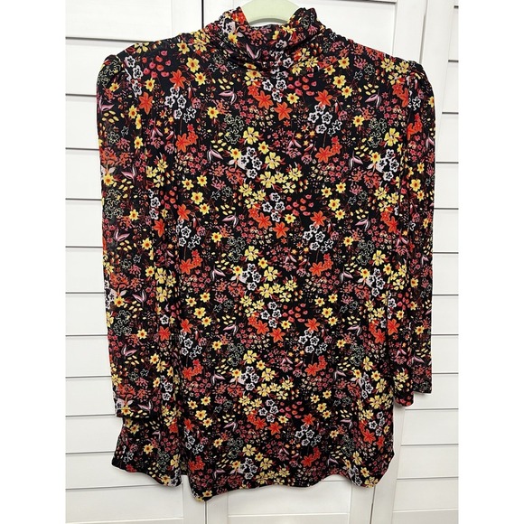 Tahari Ditsy Floral Mesh Mock Neck 3/4 Sleeve Stretch Top Women's Size 1X - Picture 10 of 10